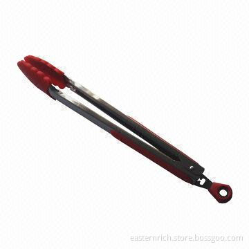 12" Serving tongs, S.S 18/0+ rubber handle, silicone head